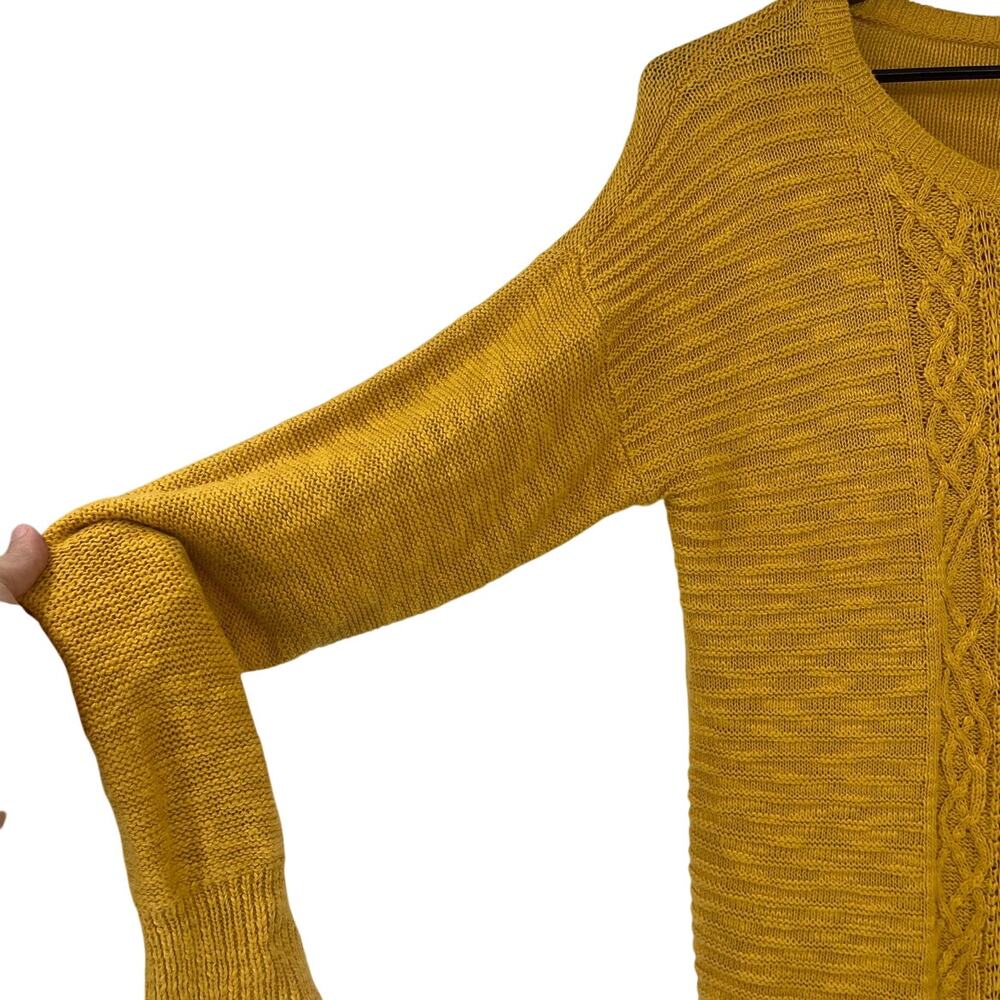 Mossimo Cable Knit Womens Sweater Sz XXL Mustard Boho Rustic Cottage Lagenlook - Picture 5 of 11